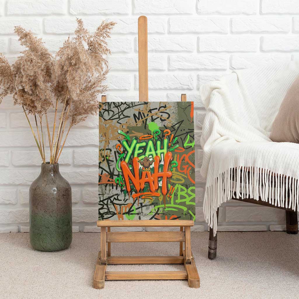 Yeah Nah Graffiti Skull New Zealand Slang Canvas Wall Art Kiwi Grunge Brick Wall and Bold Urban Street Art TS04 - Polynesian Pride