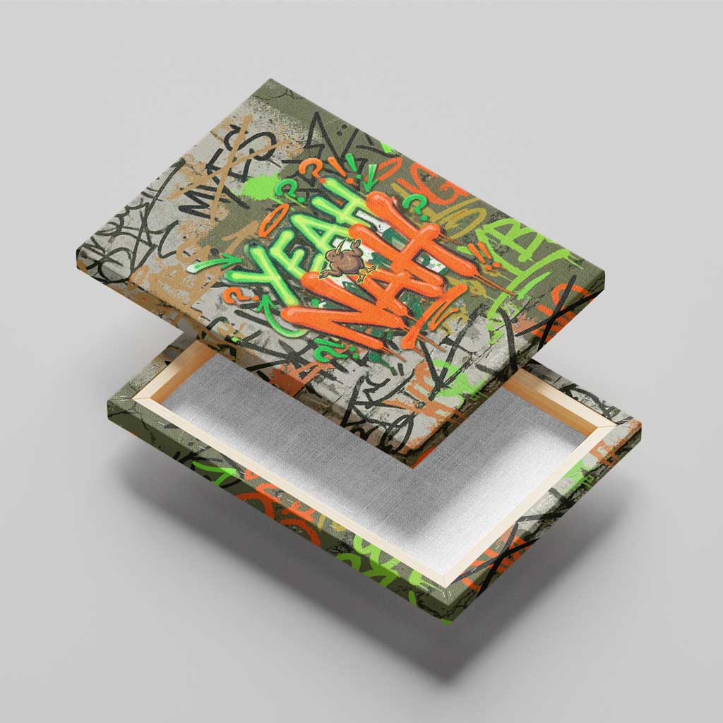 Yeah Nah Graffiti Skull New Zealand Slang Canvas Wall Art Kiwi Grunge Brick Wall and Bold Urban Street Art TS04 - Polynesian Pride