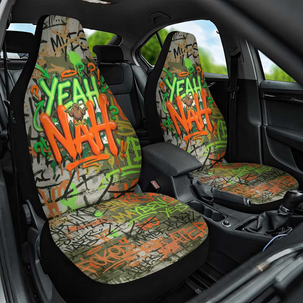 Yeah Nah Graffiti Skull New Zealand Slang Car Seat Cover Kiwi Grunge Brick Wall and Bold Urban Street Art TS04 One Size Multicolor - Polynesian Pride