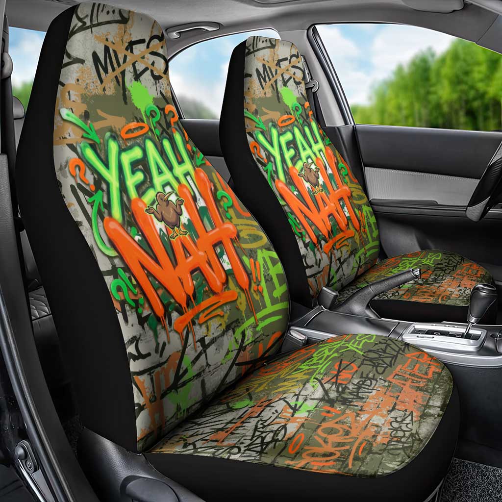 Yeah Nah Graffiti Skull New Zealand Slang Car Seat Cover Kiwi Grunge Brick Wall and Bold Urban Street Art TS04 - Polynesian Pride
