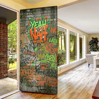 Yeah Nah Graffiti Skull New Zealand Slang Door Cover Kiwi Grunge Brick Wall and Bold Urban Street Art TS04 - Polynesian Pride