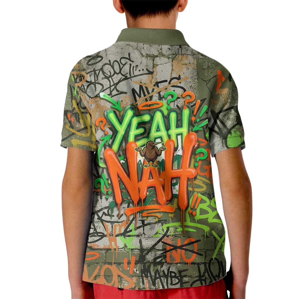 Yeah Nah Graffiti Skull New Zealand Slang Kid Polo Shirt Kiwi Grunge Brick Wall and Bold Urban Street Art TS04 - Polynesian Pride