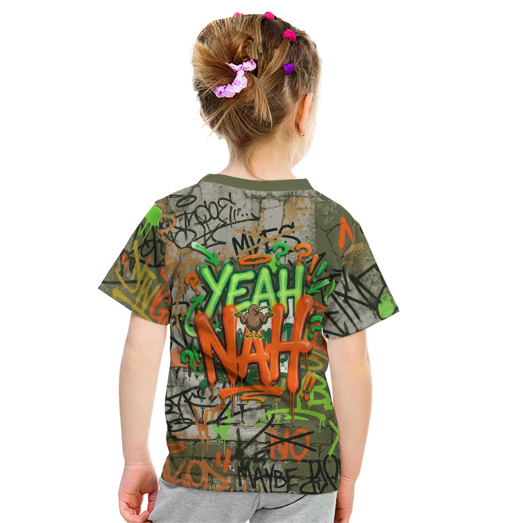 Yeah Nah Graffiti Skull New Zealand Slang Kid T Shirt Kiwi Grunge Brick Wall and Bold Urban Street Art TS04 - Polynesian Pride