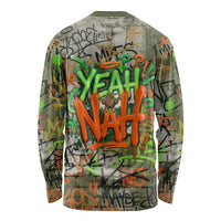 Yeah Nah Graffiti Skull New Zealand Slang Long Sleeve Shirt Kiwi Grunge Brick Wall and Bold Urban Street Art TS04 - Polynesian Pride