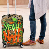 Yeah Nah Graffiti Skull New Zealand Slang Luggage Cover Kiwi Grunge Brick Wall and Bold Urban Street Art TS04 Multicolor - Polynesian Pride