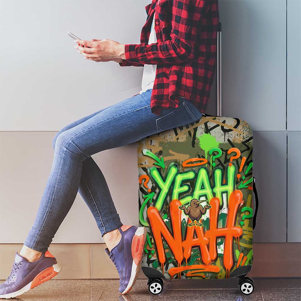 Yeah Nah Graffiti Skull New Zealand Slang Luggage Cover Kiwi Grunge Brick Wall and Bold Urban Street Art TS04 - Polynesian Pride