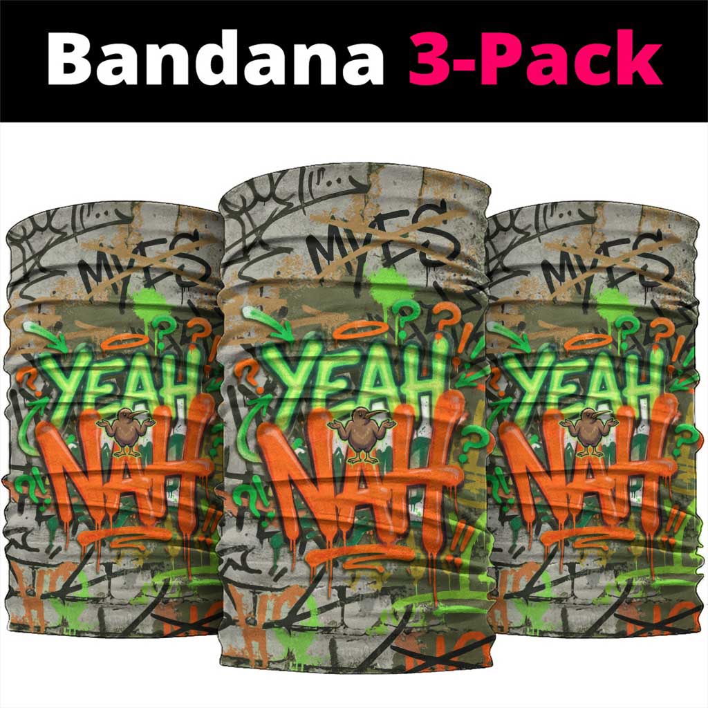 Yeah Nah Graffiti Skull New Zealand Slang Neck Gaiter Kiwi Grunge Brick Wall and Bold Urban Street Art TS04 package One Size: 25*50cm Multicolor - Polynesian Pride