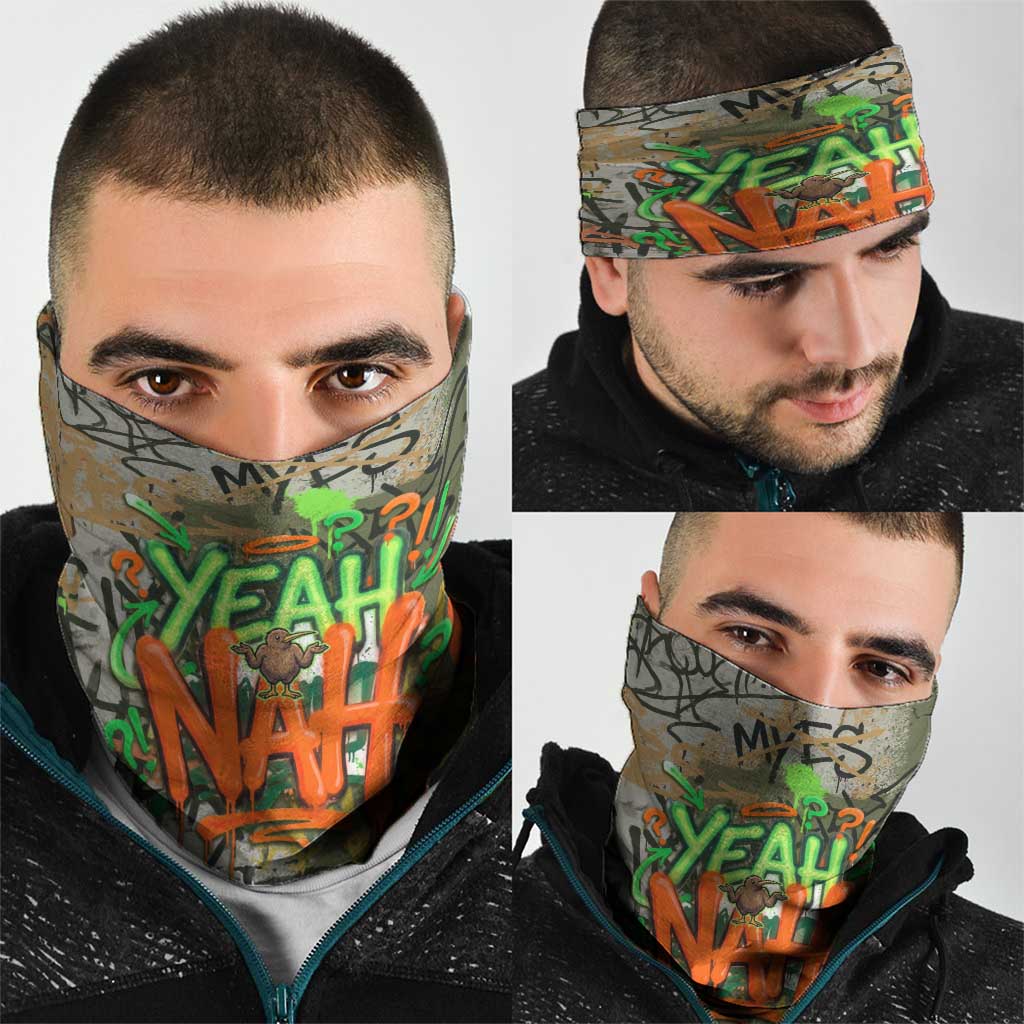 Yeah Nah Graffiti Skull New Zealand Slang Neck Gaiter Kiwi Grunge Brick Wall and Bold Urban Street Art TS04 - Polynesian Pride
