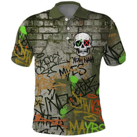 Yeah Nah Graffiti Skull New Zealand Slang Polo Shirt Kiwi Grunge Brick Wall and Bold Urban Street Art TS04 Multicolor - Polynesian Pride