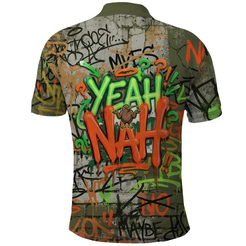 Yeah Nah Graffiti Skull New Zealand Slang Polo Shirt Kiwi Grunge Brick Wall and Bold Urban Street Art TS04 - Polynesian Pride