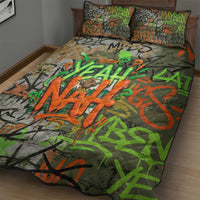 Yeah Nah Graffiti Skull New Zealand Slang Quilt Bed Set Kiwi Grunge Brick Wall and Bold Urban Street Art TS04 - Polynesian Pride