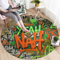 Yeah Nah Graffiti Skull New Zealand Slang Round Carpet Kiwi Grunge Brick Wall and Bold Urban Street Art TS04 - Polynesian Pride