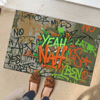 Yeah Nah Graffiti Skull New Zealand Slang Rubber Doormat Kiwi Grunge Brick Wall and Bold Urban Street Art TS04 - Polynesian Pride