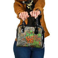 Yeah Nah Graffiti Skull New Zealand Slang Shoulder Handbag Kiwi Grunge Brick Wall and Bold Urban Street Art TS04 One Size Multicolor - Polynesian Pride