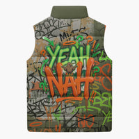 Yeah Nah Graffiti Skull New Zealand Slang Sleeveless Puffer Jacket Kiwi Grunge Brick Wall and Bold Urban Street Art TS04 - Polynesian Pride