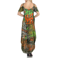 Yeah Nah Graffiti Skull New Zealand Slang Summer Maxi Dress Kiwi Grunge Brick Wall and Bold Urban Street Art TS04 - Polynesian Pride