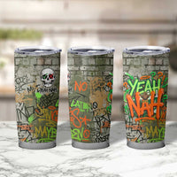 Yeah Nah Graffiti Skull New Zealand Slang Tumbler Cup Kiwi Grunge Brick Wall and Bold Urban Street Art TS04 - Polynesian Pride