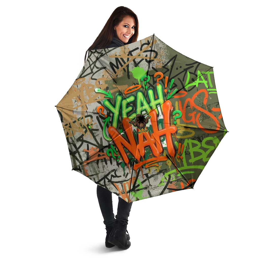 Yeah Nah Graffiti Skull New Zealand Slang Umbrella Kiwi Grunge Brick Wall and Bold Urban Street Art TS04 - Polynesian Pride