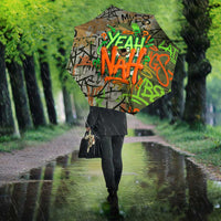 Yeah Nah Graffiti Skull New Zealand Slang Umbrella Kiwi Grunge Brick Wall and Bold Urban Street Art TS04 - Polynesian Pride