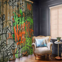 Yeah Nah Graffiti Skull New Zealand Slang Window Curtain Kiwi Grunge Brick Wall and Bold Urban Street Art TS04 - Polynesian Pride