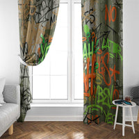 Yeah Nah Graffiti Skull New Zealand Slang Window Curtain Kiwi Grunge Brick Wall and Bold Urban Street Art TS04 - Polynesian Pride