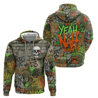 Yeah Nah Graffiti Skull New Zealand Slang Zip Hoodie Kiwi Grunge Brick Wall and Bold Urban Street Art TS04 - Polynesian Pride