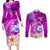 Hawaii Plumeria Flower Couples Matching Long Sleeve Bodycon Dress and Long Sleeve Button Shirts Plumeria FLowers And Polynesian Pattern TS04 Gradient - Polynesian Pride