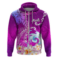 Hawaii Plumeria Flower Hoodie Plumeria FLowers And Polynesian Pattern TS04 Zip Hoodie Gradient - Polynesian Pride