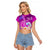 Hawaii Plumeria Flower Raglan Cropped T Shirt Plumeria FLowers And Polynesian Pattern TS04 Female Gradient - Polynesian Pride