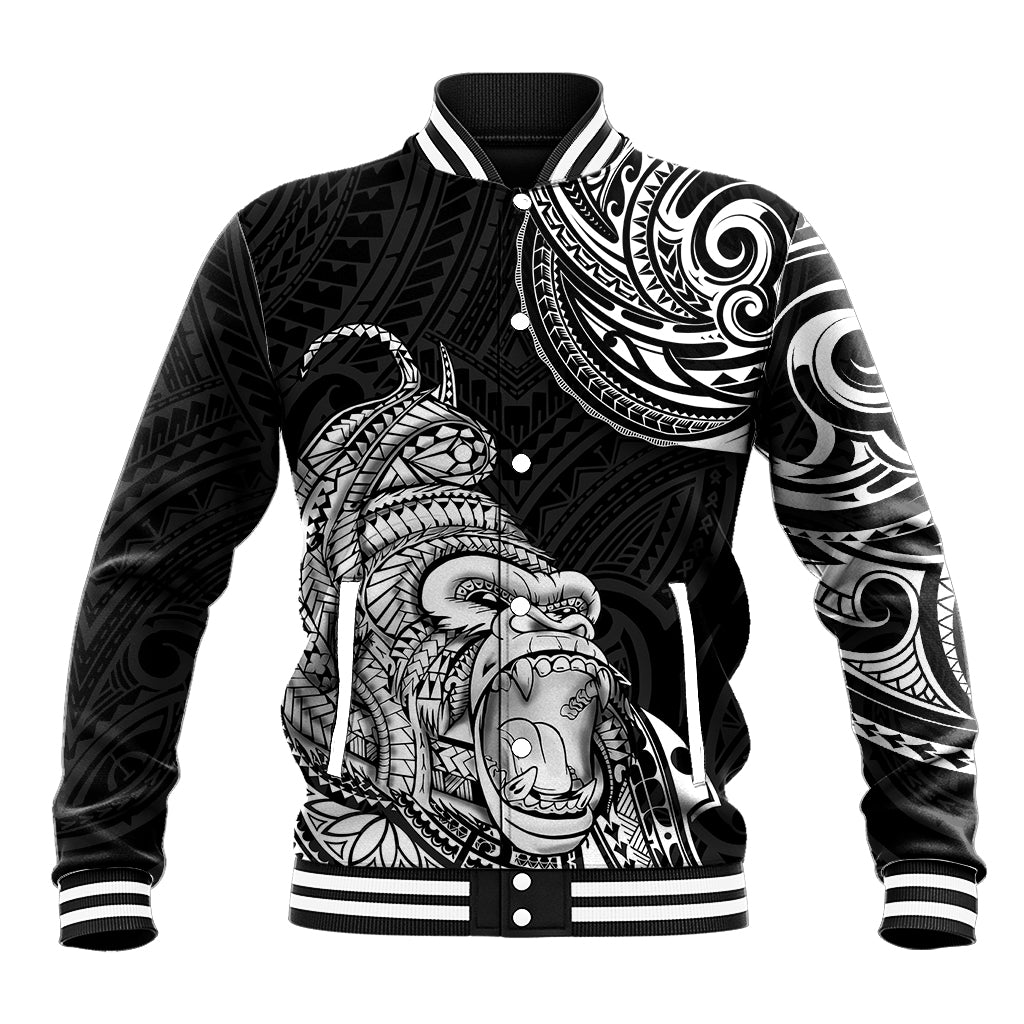 Hawaii Polynesian Baseball Jacket Gorila Tatoo Polynesian Style TS04 Unisex Black - Polynesian Pride