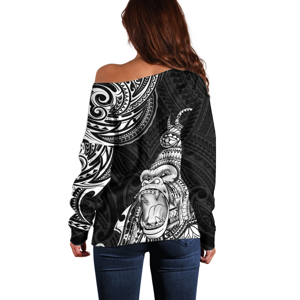 Hawaii Polynesian Off Shoulder Sweater Gorila Tatoo Polynesian Style TS04 - Polynesian Pride