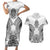 Hawaii Polynesian Couples Matching Short Sleeve Bodycon Dress and Hawaiian Shirt Warrior symbol TS04 White - Polynesian Pride