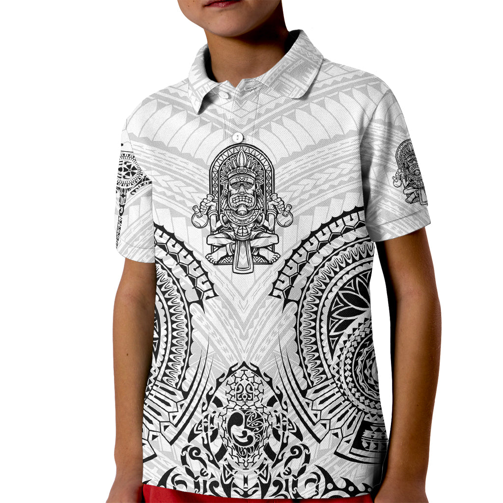 Hawaii Polynesian Kid Polo Shirt Warrior symbol TS04 Kid White - Polynesian Pride