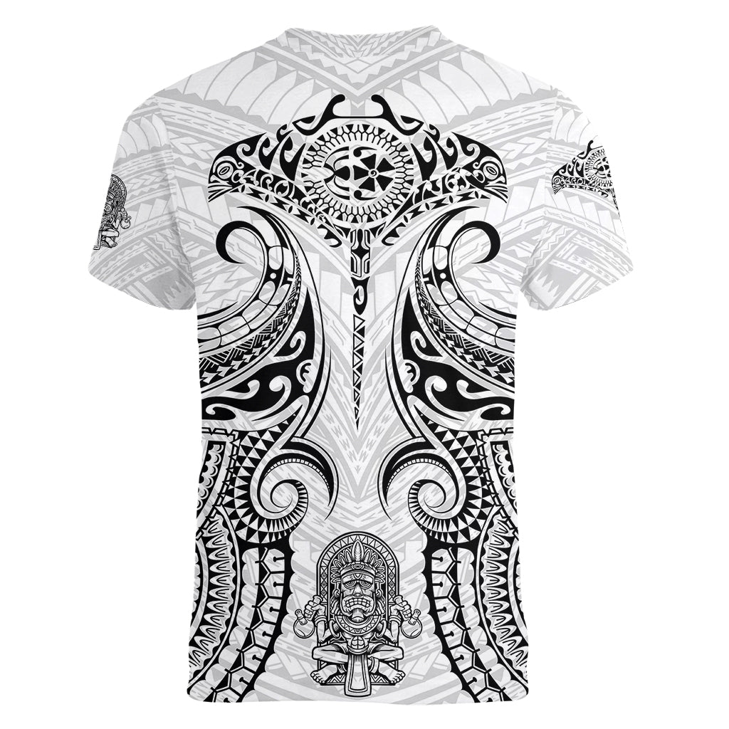 Hawaii Polynesian Women V Neck T Shirt Warrior symbol TS04 - Polynesian Pride