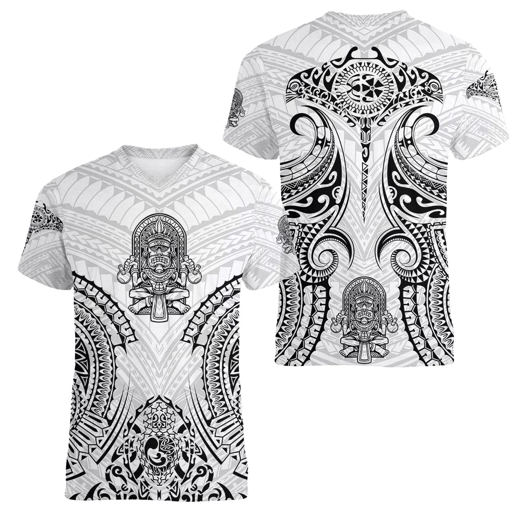 Hawaii Polynesian Women V Neck T Shirt Warrior symbol TS04 - Polynesian Pride