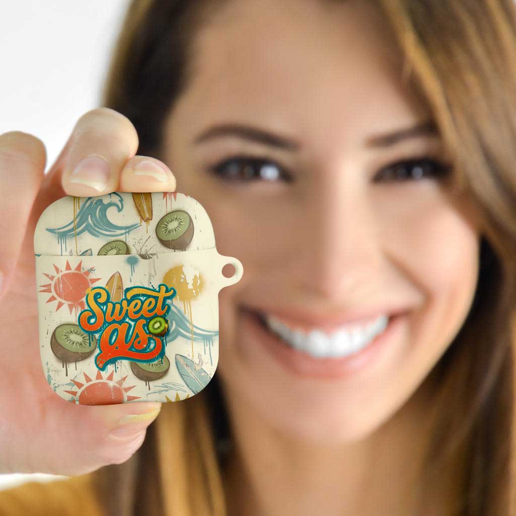 NZ Slang Sweet As Kiwi Shaka Sign AirPods Case New Zealand Surfboards Sun and Tropical Beach Retro TS04 - Polynesian Pride