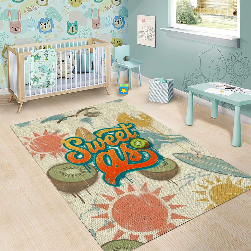 NZ Slang Sweet As Kiwi Shaka Sign Area Rug New Zealand Surfboards Sun and Tropical Beach Retro TS04 - Polynesian Pride
