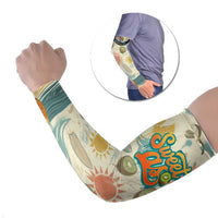 NZ Slang Sweet As Kiwi Shaka Sign Arm Sleeves New Zealand Surfboards Sun and Tropical Beach Retro TS04 Set of 2 Beige - Polynesian Pride