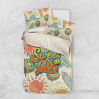 NZ Slang Sweet As Kiwi Shaka Sign Bedding Set New Zealand Surfboards Sun and Tropical Beach Retro TS04 US Twin 172cm x 218cm Beige - Polynesian Pride