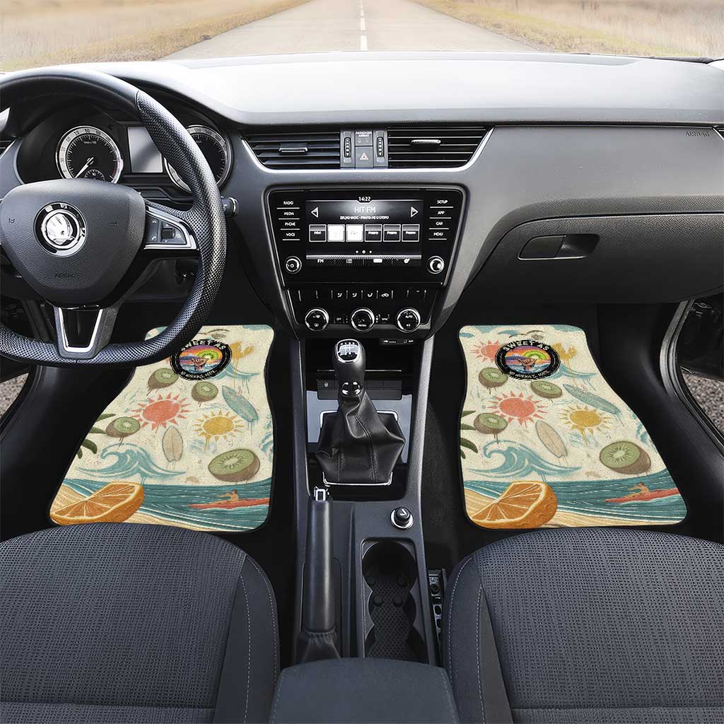 NZ Slang Sweet As Kiwi Shaka Sign Car Mats New Zealand Surfboards Sun and Tropical Beach Retro TS04 Set 2pcs - Front Beige - Polynesian Pride