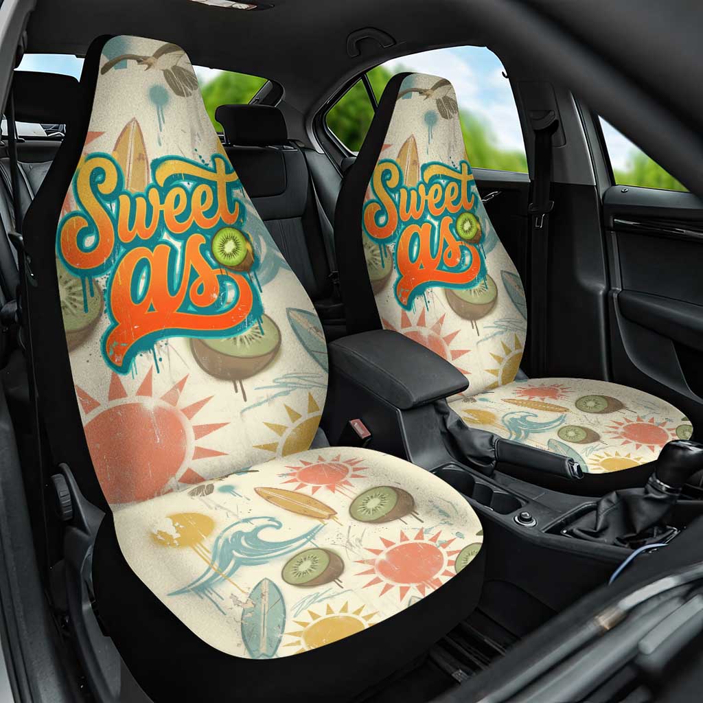 NZ Slang Sweet As Kiwi Shaka Sign Car Seat Cover New Zealand Surfboards Sun and Tropical Beach Retro