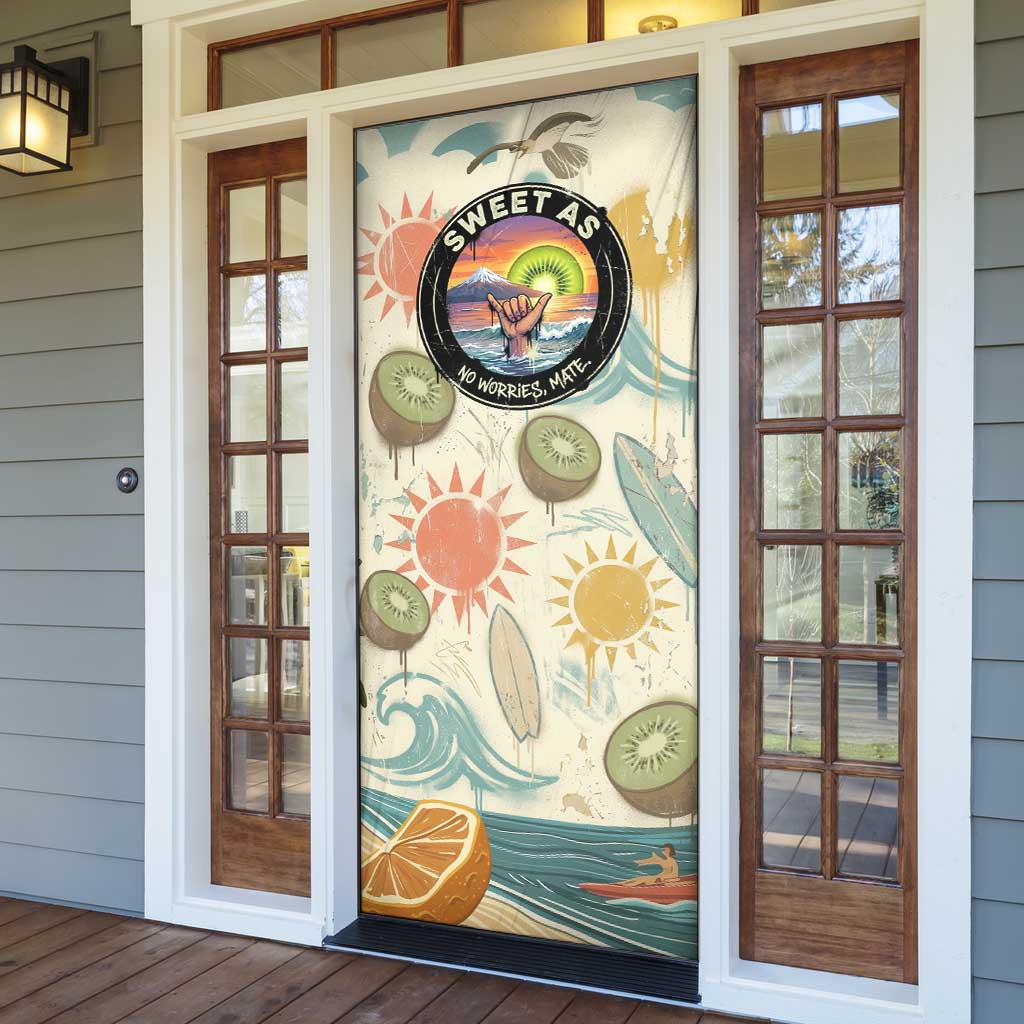 NZ Slang Sweet As Kiwi Shaka Sign Door Cover New Zealand Surfboards Sun and Tropical Beach Retro TS04 - Polynesian Pride