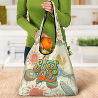 NZ Slang Sweet As Kiwi Shaka Sign Grocery Bag New Zealand Surfboards Sun and Tropical Beach Retro