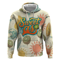 NZ Slang Sweet As Kiwi Shaka Sign Hoodie New Zealand Surfboards Sun and Tropical Beach Retro TS04 Pullover Hoodie Beige - Polynesian Pride
