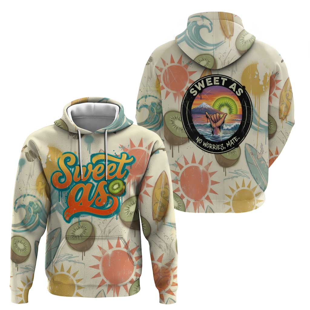 NZ Slang Sweet As Kiwi Shaka Sign Hoodie New Zealand Surfboards Sun and Tropical Beach Retro TS04 - Polynesian Pride