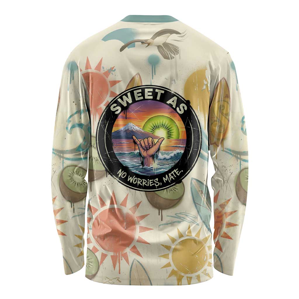 NZ Slang Sweet As Kiwi Shaka Sign Long Sleeve Shirt New Zealand Surfboards Sun and Tropical Beach Retro TS04 - Polynesian Pride