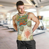 NZ Slang Sweet As Kiwi Shaka Sign Men Tank Top New Zealand Surfboards Sun and Tropical Beach Retro TS04 Beige - Polynesian Pride