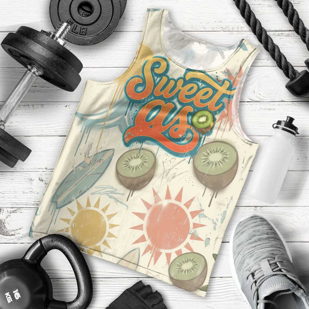 NZ Slang Sweet As Kiwi Shaka Sign Men Tank Top New Zealand Surfboards Sun and Tropical Beach Retro TS04 - Polynesian Pride