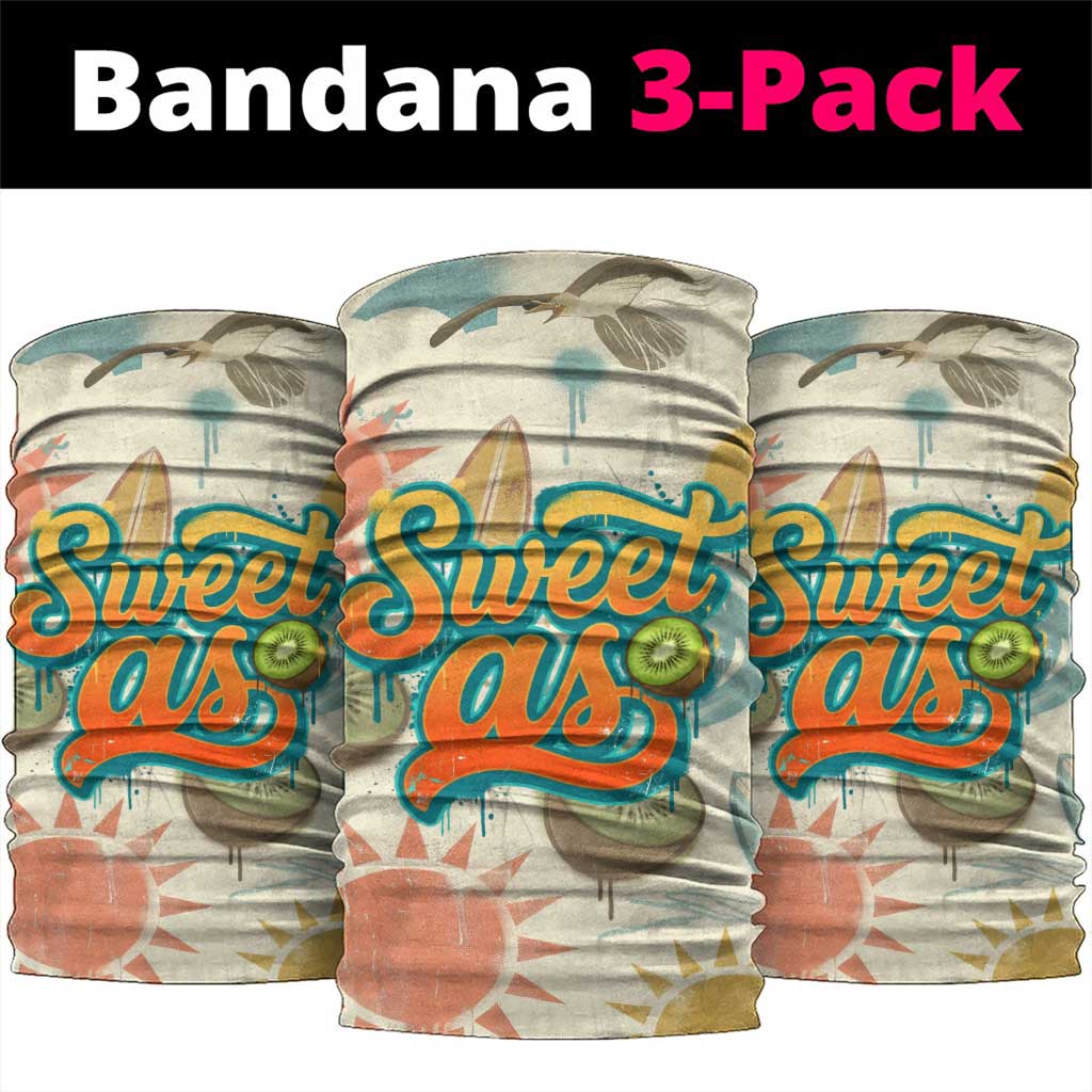 NZ Slang Sweet As Kiwi Shaka Sign Neck Gaiter New Zealand Surfboards Sun and Tropical Beach Retro TS04 package One Size: 25*50cm Beige - Polynesian Pride