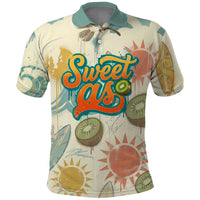 NZ Slang Sweet As Kiwi Shaka Sign Polo Shirt New Zealand Surfboards Sun and Tropical Beach Retro TS04 Beige - Polynesian Pride